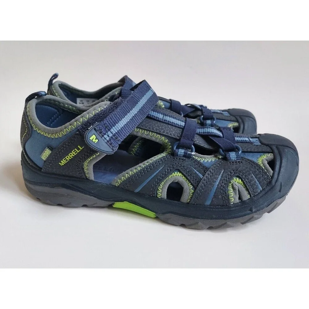 NWOT Merrill Navy/Green Big Kids Hydro Sandals RN29685 Size US 4M EU35 UK3